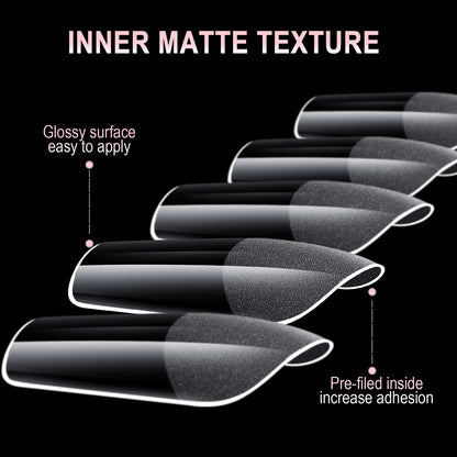 Luxe 600-delige Semi-Frosted Matte Press-On Nagelset - Volledige Dekking Acrylnagels in Ovale Amandelvorm