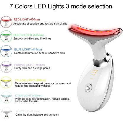 Herleef Je Huid: 7-Kleur Anti-Rimpel Gezichtsmassager voor Hals en Gezicht - Verstevig en Lift met Dit Dubbele Kin Vermindering Hulpmiddel!