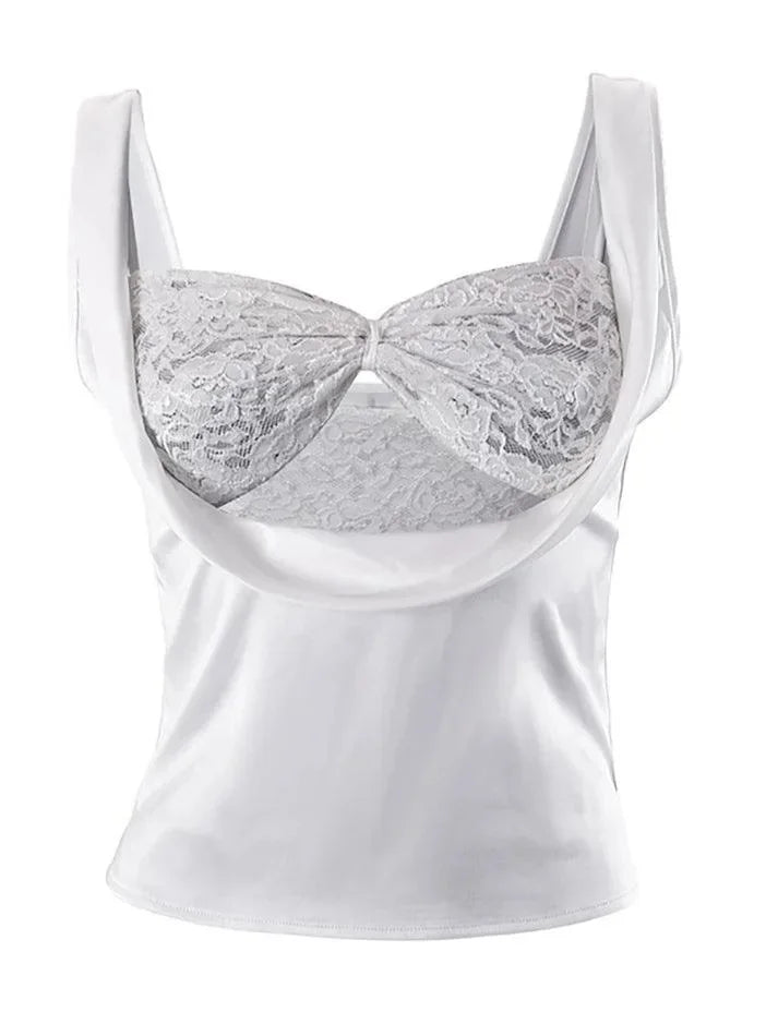 Chic Kant Crop Top & Flirty Rok Set voor Vrouwen - Mouwloos Lente/Zomer Mode in Trendy Straatstijl