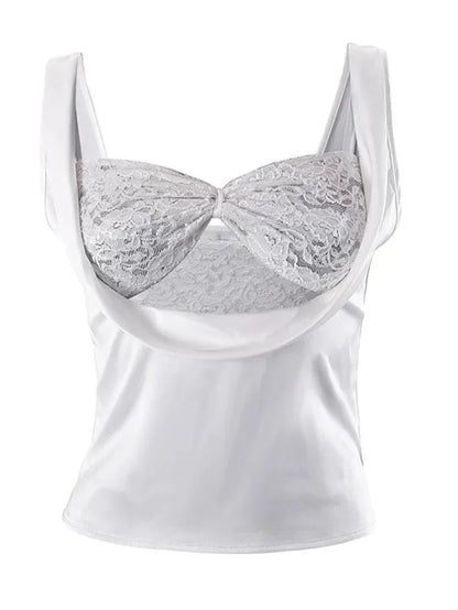 Chic Kant Crop Top & Flirty Rok Set voor Vrouwen - Mouwloos Lente/Zomer Mode in Trendy Straatstijl