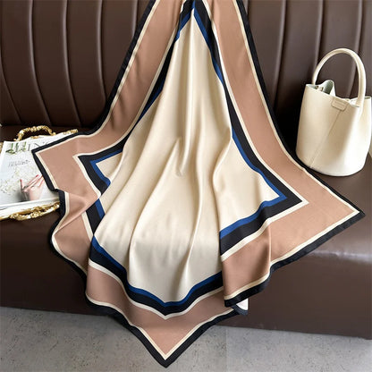 Elegante 90x90cm Twill Zijde-gevoel Vierkante Sjaal voor Dames - Luxe Haar Boomprint Hoofddoek, Sjaal en Nek Sjaal, Perfect voor Hijab of Bandana-stijl!