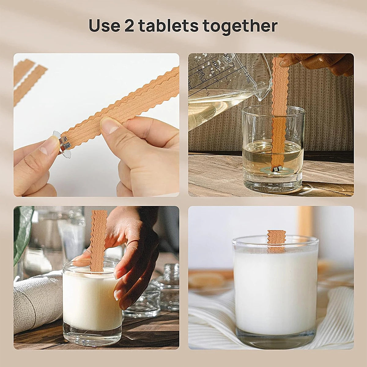 Wave Wooden Candle Wicks with Metal Clips Smokeless Eco Friendly Wood Wicks for Soy Wax DIY Candle Making