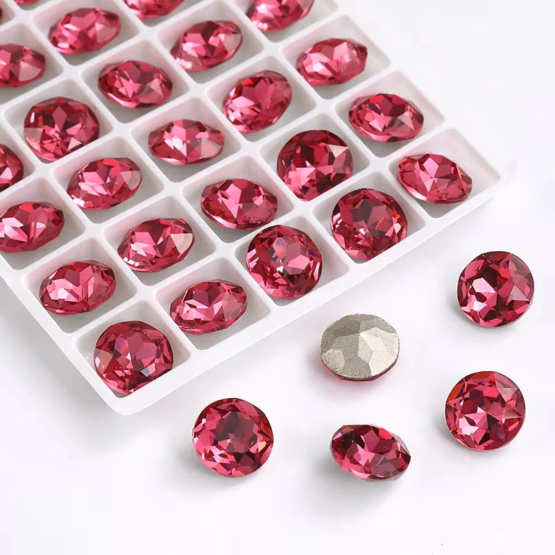 20 Pieces of Round K9 Glass Rhinestones Pointback Crystal 32 Facet Loose Stones for Jewelry Making Nail Art Garment Decor