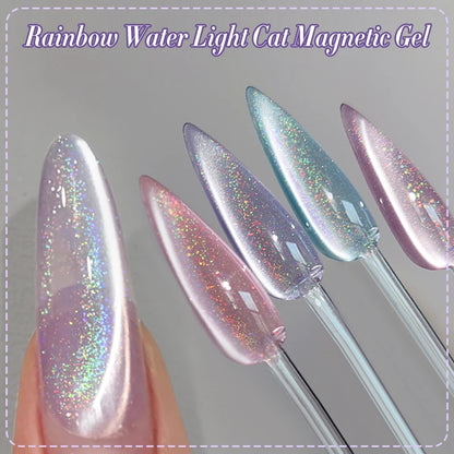 BORN PRETTY 10ml Rainbow Purple Water Light Cat Magnetic Gel Nail Polish Shining Sliver-light Holographics Semi Permanent UV Gel