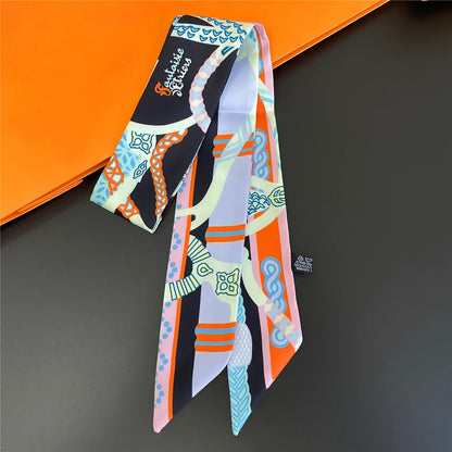 2024 Chic Zebra Florale Zijden Sjaal - Luxe Modeaccessoire voor Vrouwen, Veelzijdige Haarband, Stijlvolle Neckerchief en Elegante Tas Sjaal