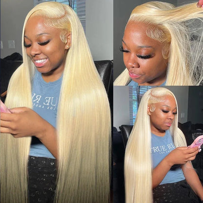 Luxe 13x6 HD Transparante 613 Blonde Lace Frontal Pruik - Braziliaanse Rechte Bob voor Moeiteloze Stijl en Elegantie!