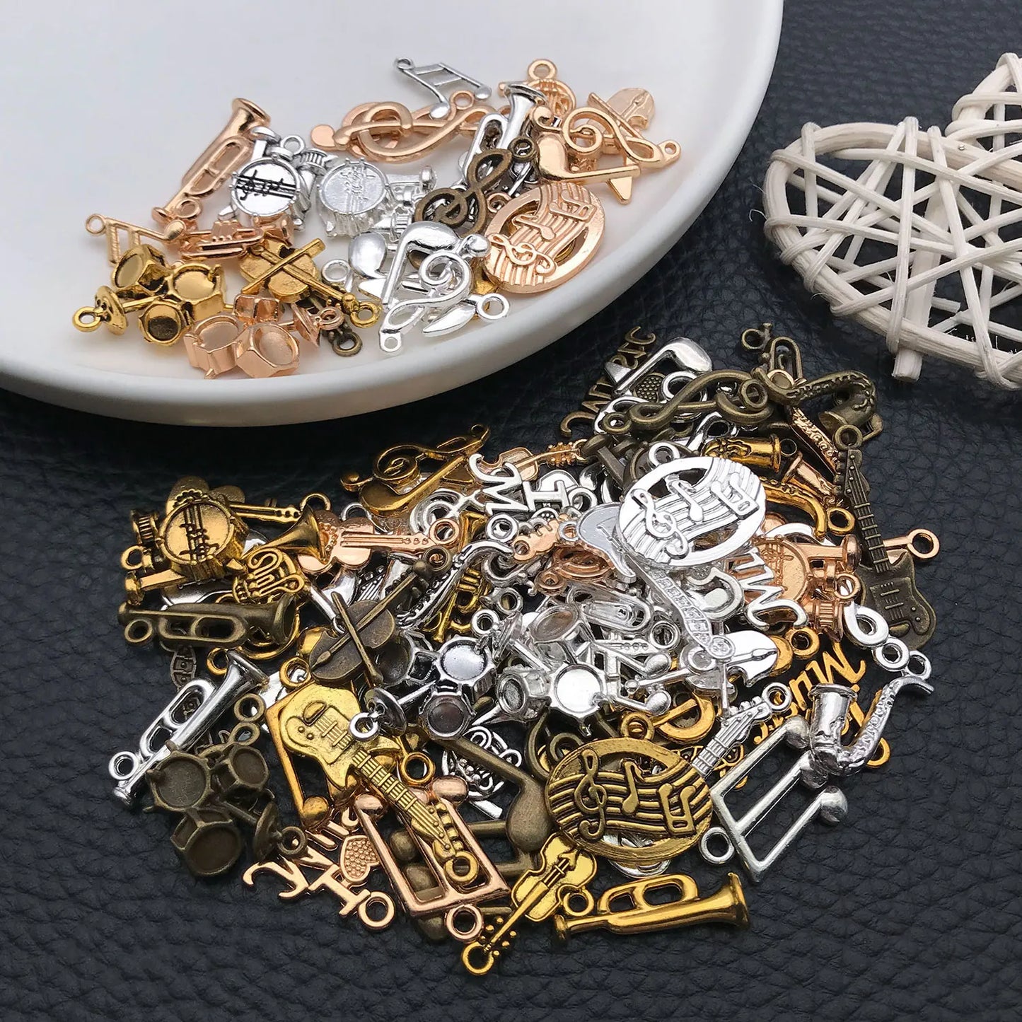Music Charms for Jewelry Making Mixed Metal Notes Instruments DIY Earrings Necklaces Craft Supplies