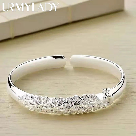 Exquise 925 Sterling Zilveren Elegante Pauw Opening Schermarmband - Perfect voor Damesmode, Feesten en Huwelijksceremonies! Het Ultieme Sieraden Cadeau!