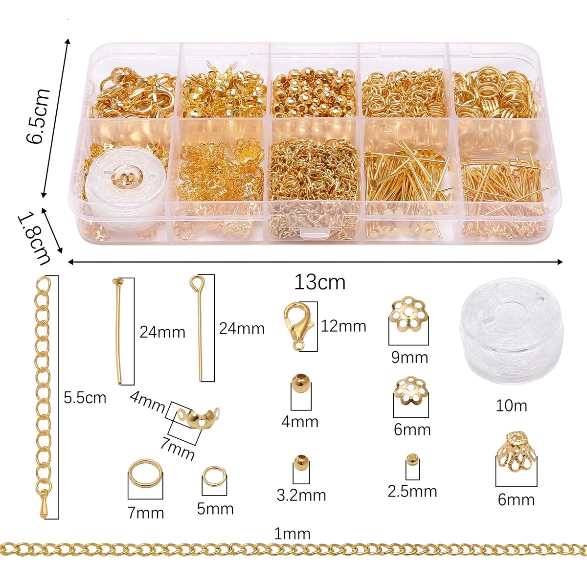 Schmuckzubehör Set 820 Teile Ketten Verschlüsse Verbinder für DIY Schmuckherstellung Bastelbedarf