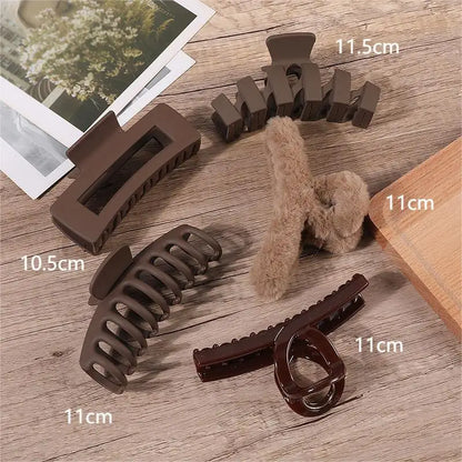 Stijlvolle 4/5/7-delige Vrouwen Hoofdeksels Set - Trendy Koffie Zwarte Acryl Haar Klemmen en Haartoebehoren voor Meisjes