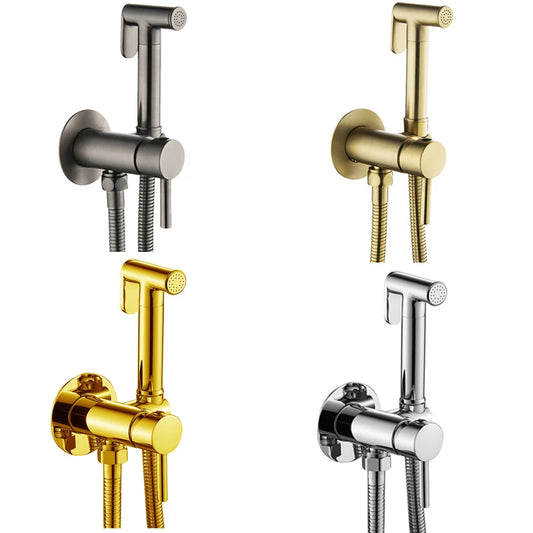 Elegantly Ontworpen Fliger Messing Handheld Bidet Sprayer - De Ultieme Hygiënische Douchekraan voor Uw Toilet met Warm en Koud Water Opties - Handig Draagbare Bidet Ervaring