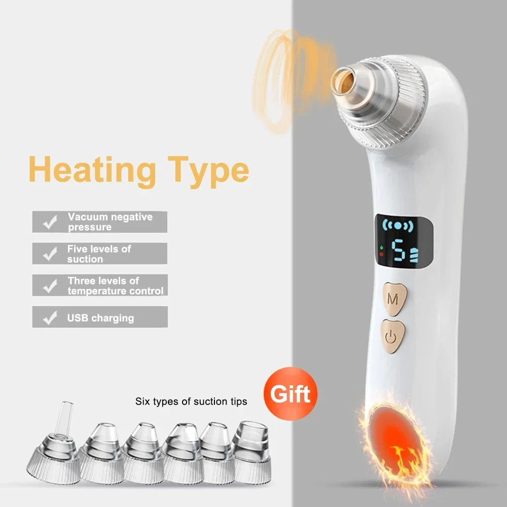 Geavanceerde Gezichts Blackhead en Acne Verwijderaar Machine – Verhitte Elektrische Extractor voor Diepe Reiniging en Panneloze Huid