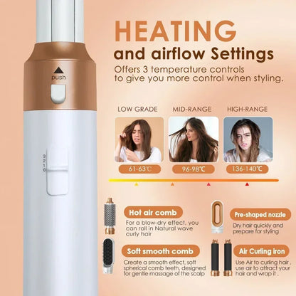 All-in-One 5-in-1 Haartoolset: Professionele Haardroger, Hete Kam, Krultang & Steiltang Compatibel met Dyson Airwrap voor Adembenemende Thuisstyling