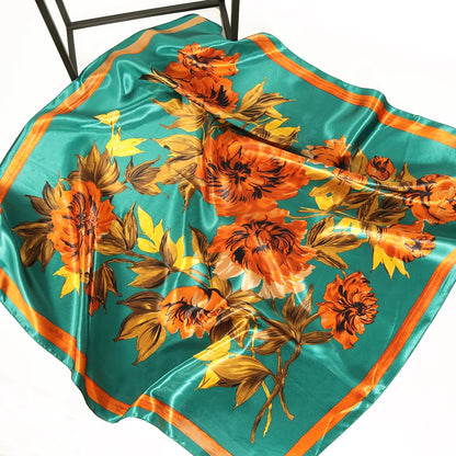 Elegante Zijden Headscarf voor Vrouwen - Luxe Satijnen Zomer Foulard & Stijlvolle 90cm Vierkante Haardoek Bandana