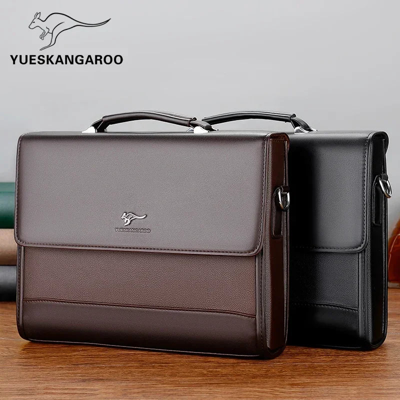 Stijlvolle PU Leren Heren Tote Laptoptas - Veelzijdige Business Schoudertas met Laptopcompartiment en Document Organizer voor 2025