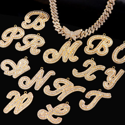 Trendy 14MM Gouden en Zilveren Cubaanse Ketting met Micro Geplaveide Vlinder Letter Initialen – Perfect Cadeau voor Vrouwen in Hip-Hop Stijl