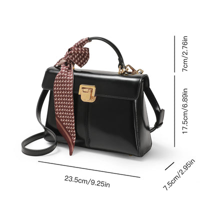 Chic & Veelzijdige ITAMOOD Echt Leren Handtas: Luxe Dames Schoudertas met Stylish Sjaal Detail