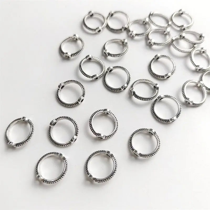 Metall Perlenfassung Ring rund 8 10 12 mm Verbinder für DIY Schmuckherstellung Bastelbedarf