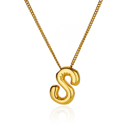 Stijlvolle Chunky Initial Hangertjes Kettingen voor Vrouwen - Gouden RVS A tot Z Bedels, Waterdichte Sieraden Perfect als Verjaardagscadeaus!