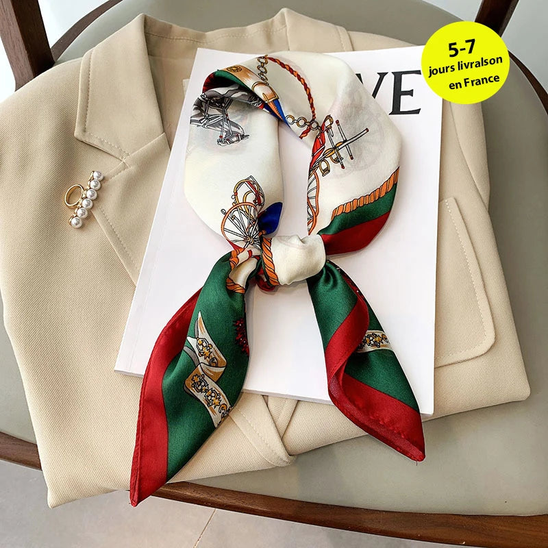 Chic Satijnen Zijden Geruite Sjaal voor Vrouwen - Elegante Hals- en Haarband, Perfect voor Werk en Mode in 2021 - Stijlvolle Hijab en Foulard Accessoire