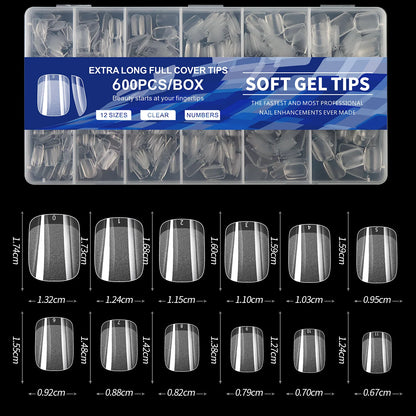 Luxe 600-delige Semi-Frosted Matte Press-On Nagelset - Volledige Dekking Acrylnagels in Ovale Amandelvorm