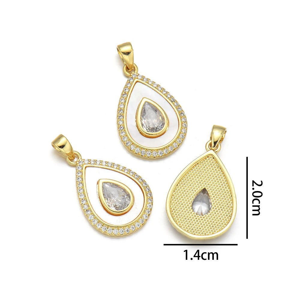 Gold Plated Shell Pendant Zircon Charm DIY Jewelry Making