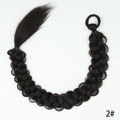 Luxe 24-Inch Synthetische Lange Twist Vlecht Paardestaart Extensions met Rubberband - Perfect voor Dagelijkse Styling en Boksliefhebbers