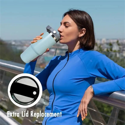 Prachtige roestvrijstalen vacuümtumbler met deksel - Draagbare geïsoleerde waterfles met elegante handgreep in 20/30oz maten