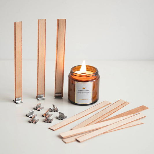 Double Layer Wooden Candle Wicks with Base for Soy Wax DIY Candle Making Supplies