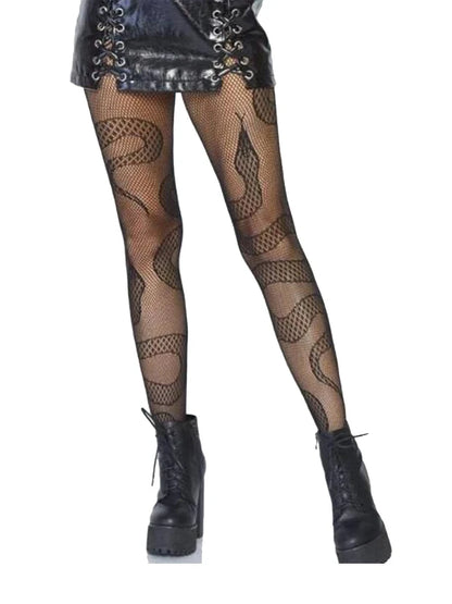 Y2K Dames Verleidelijke Retro Gothic Lolita Kruzsafdruk Club Panty's - Perfect voor Goth Lolita Cosplay & JK Stijl! Trendy Nylon Visnet Panty #10