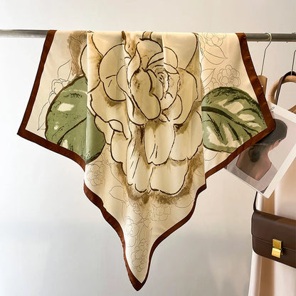 Elegante 90x90cm Twill Zijde-gevoel Vierkante Sjaal voor Dames - Luxe Haar Boomprint Hoofddoek, Sjaal en Nek Sjaal, Perfect voor Hijab of Bandana-stijl!