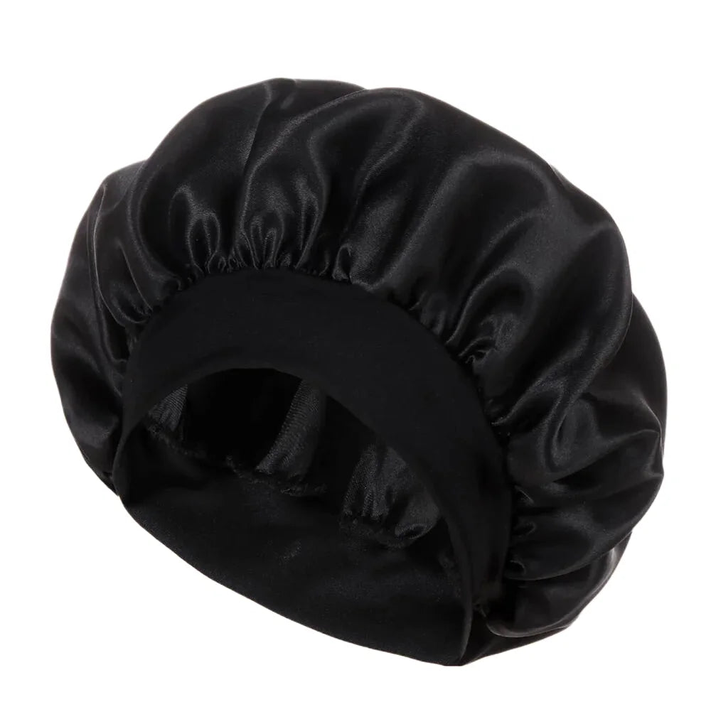 Satin Bonnets Night Sleeping Cap Large Elastic Wide Soft Band Colorful Silk Hat for Curly Hair Care Beauty Makeup for Women Men