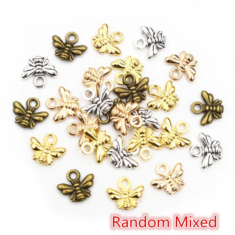 30pcs Bee Charms for Jewelry Making Antique Silver Gold Bronze