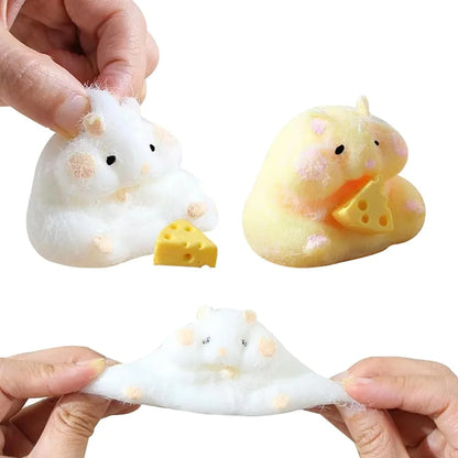 Schattig Knijp Hamster Speelgoed met Kaas - Perfecte Desktop Decoratie en Leuke Stressverlichter voor Kinderen en Tieners! Ideaal Cadeau voor Ontspanning en Fidgeten.