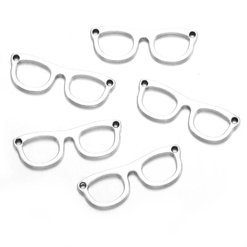 20pcs 6 Color glasses Charms For Bracelets Necklace Keychain Pendant DIY Handmade Jewelry Making accessories 10*29mm J494