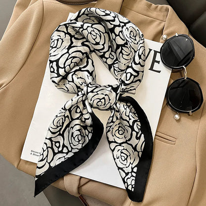 2024 Elegante Zijden Kattenprint Sjaal - Stijlvolle Hoofddoek & Sjaaltje voor Vrouwen - Luxueuze Satijnen Vierkante Sjaal & Multifuntionele Hijab Bandana