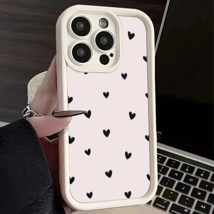 Stijlvolle Matte Hart Motief Telefoonhoes voor iPhone 16, 15, 14 Pro Max, 16E, 13, 12, 11, Mini, 7, 8 Plus, XR, XS Max en SE - Zachte en Schokbestendige Bescherming!
