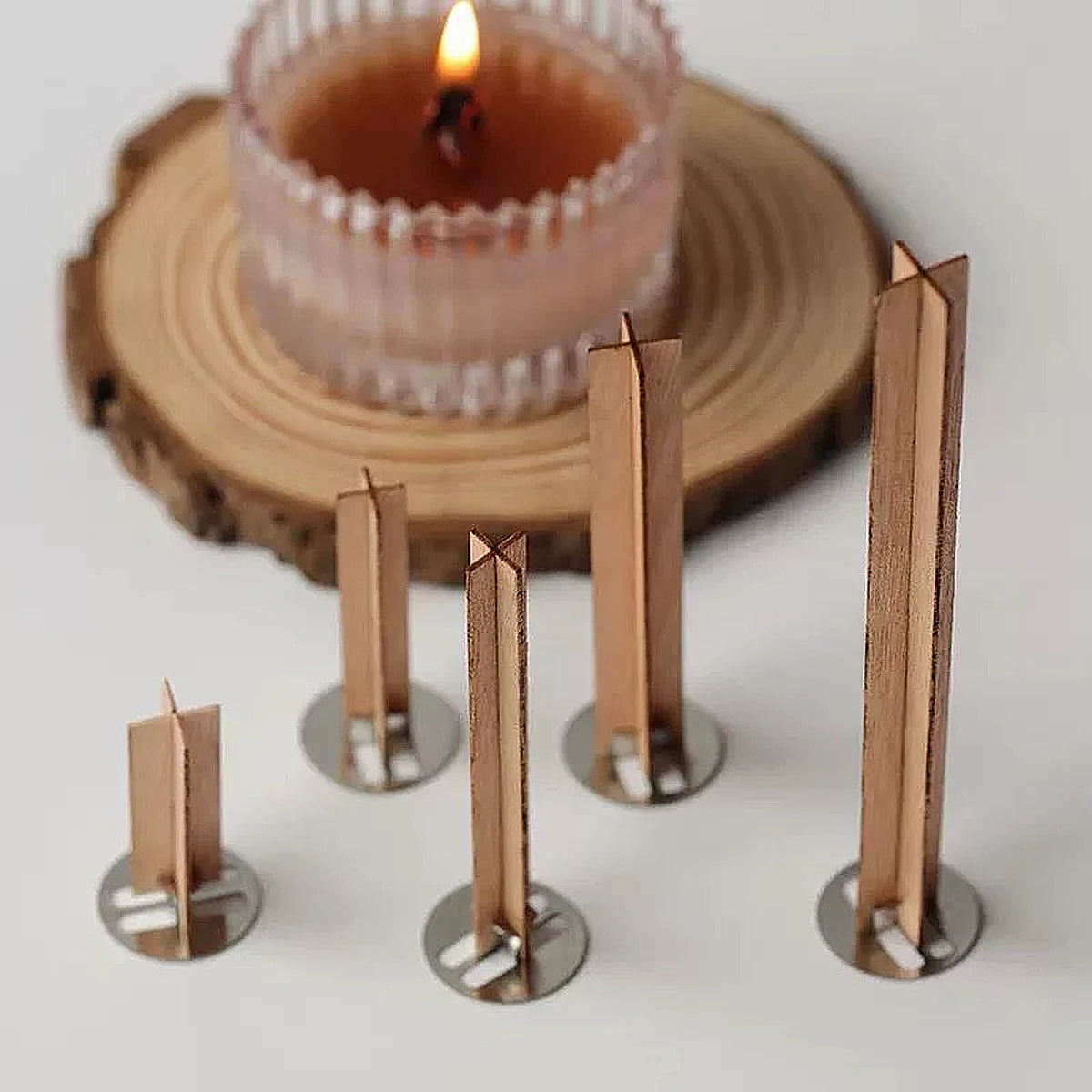 Cross Wooden Candle Wicks with Metal Clips Smokeless Wood Wick Cores for DIY Jar Candle Making