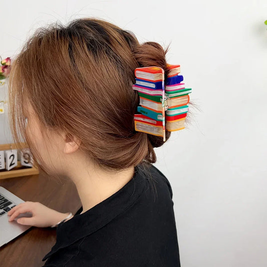 Creatieve Regenboog Boek-Inspiratie Haarknip Klem - Leuke Haai Accessoire voor Leraren en Vrouwen
