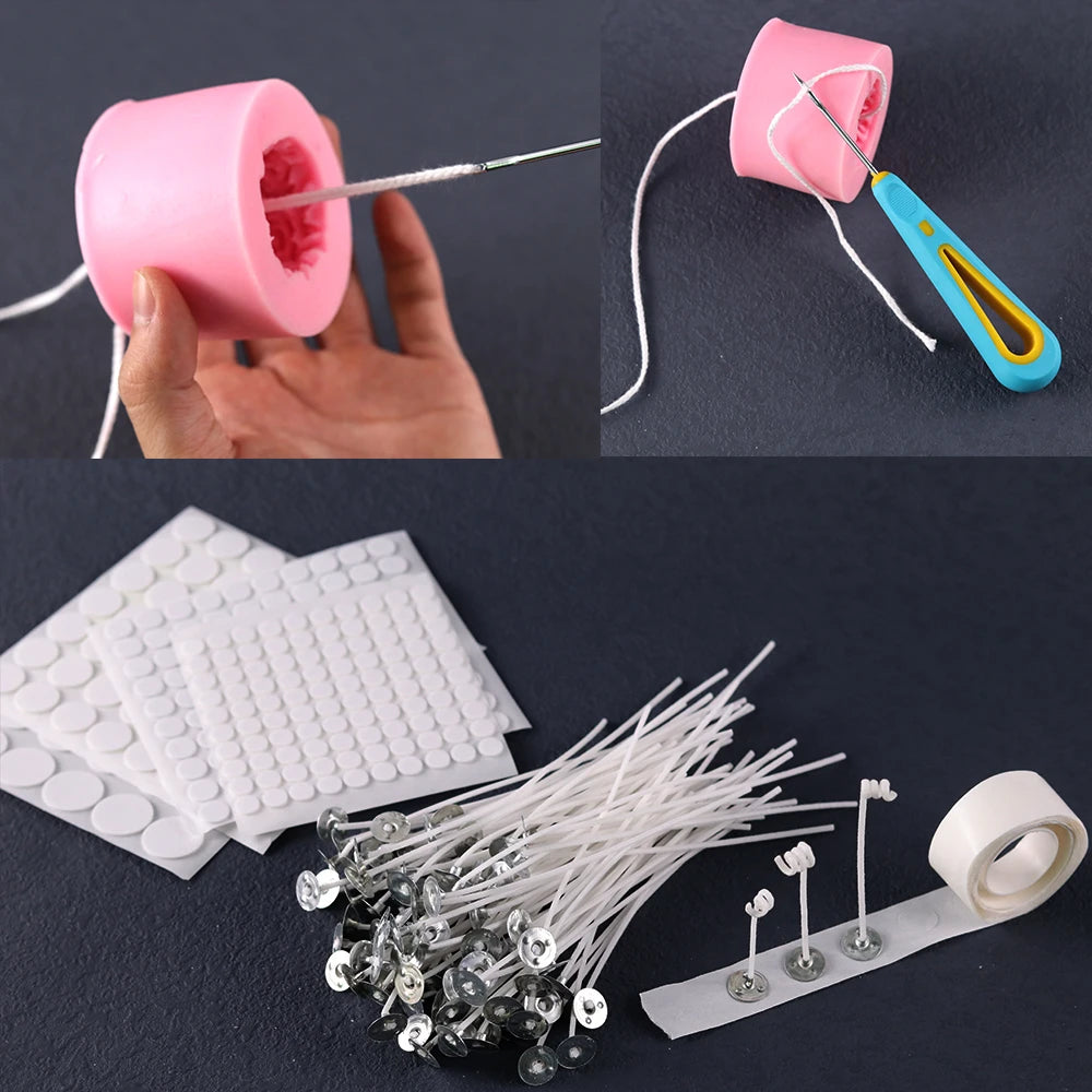 Candle Wick Sets and Kits | Pre-Tabbed Cotton Wicks, Holders and Accessories for Candle Making | Multiple Sizes