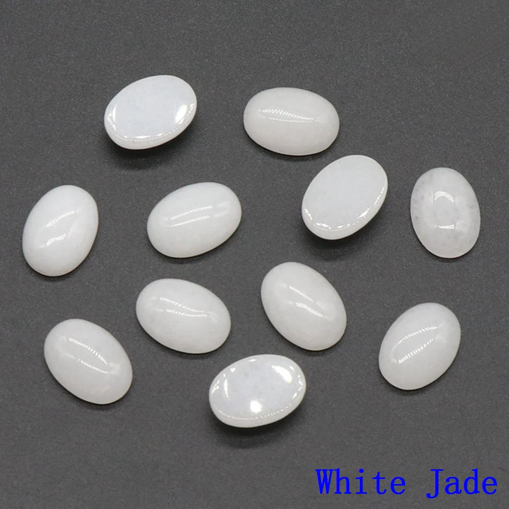 20pcs Natural Stone Oval Cabochons Flat Back Gemstones for Jewelry Making DIY Ring Pendant Earring Craft Supplies