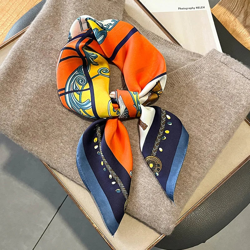 Chique 2023 Zijden Nek Sjaal met Elegante Paardenprint voor Vrouwen - Veelzijdige Vierkante Haarwraps, Foulards en Bandana Opties