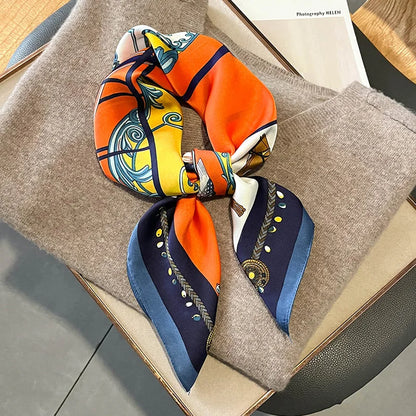 Chique 2023 Zijden Nek Sjaal met Elegante Paardenprint voor Vrouwen - Veelzijdige Vierkante Haarwraps, Foulards en Bandana Opties
