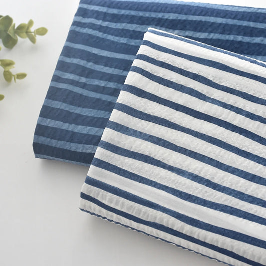 Pure Cotton Seersucker Fabric Hand Painted Stripe Sewing Fabric for DIY Shirts Pants Clothing Crafts