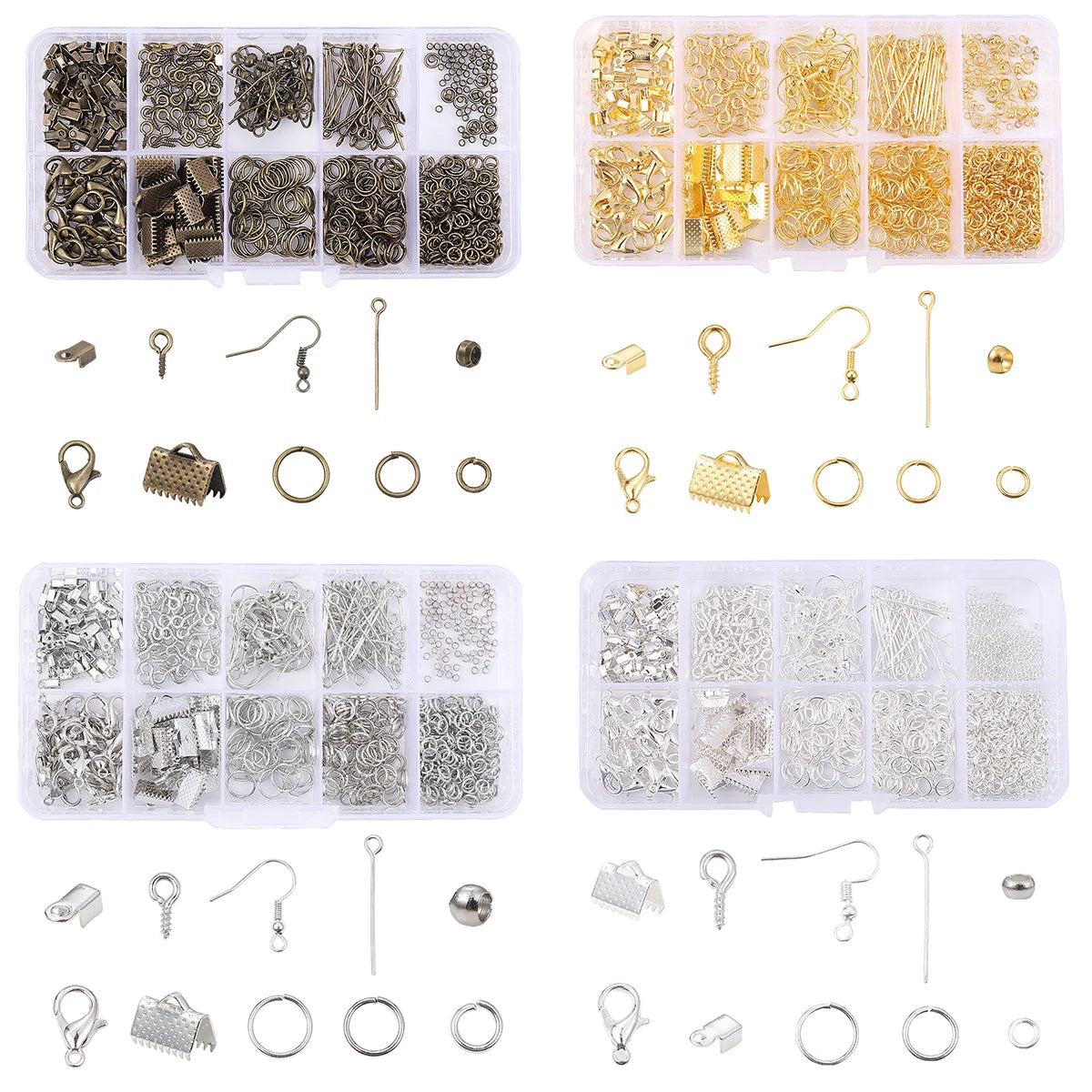 Schmuckzubehör Set 200 Teile mit Zange Verschlüsse Biegeringe für DIY Schmuckherstellung