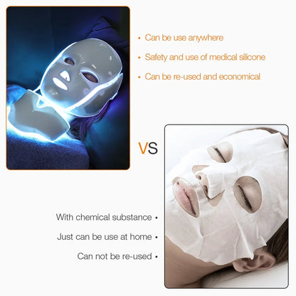 Levende 7-kleurige LED-gezichtsmasker met neklicht - Geavanceerde fotontherapie voor huidverjonging, anti-acne behandeling en verstevigende massage
