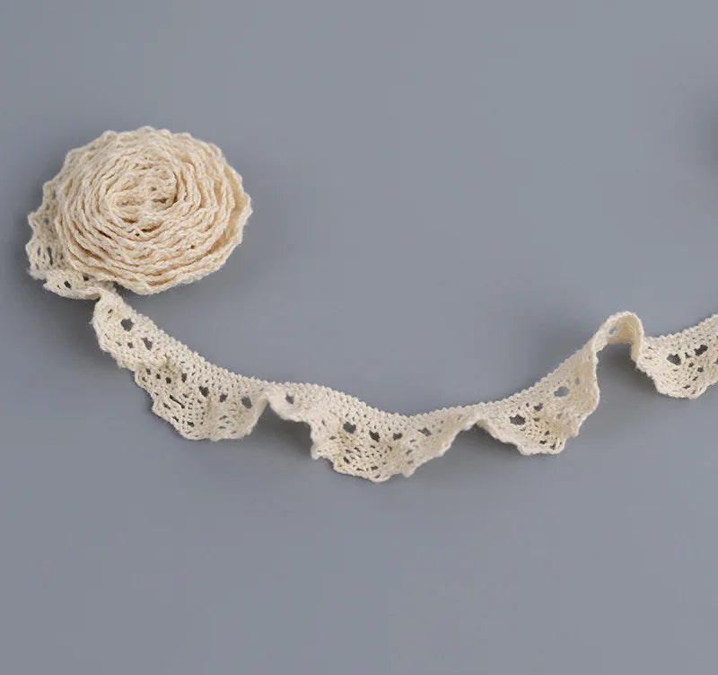 Elastic Cotton Lace Trim Scalloped White Pink Lace Ribbon Sewing Accessories DIY Clothing Crafts