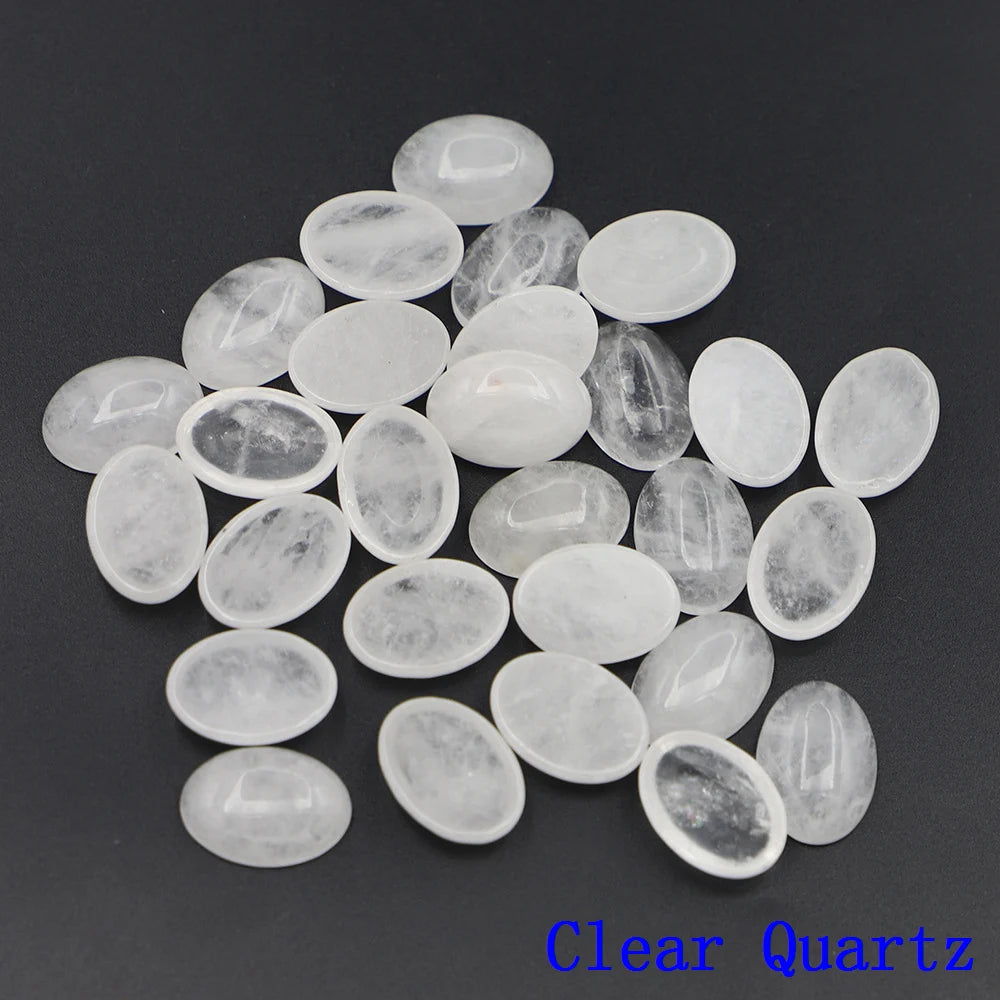 20pcs Natural Stone Oval Cabochons Flat Back Gemstones for Jewelry Making DIY Ring Pendant Earring Craft Supplies