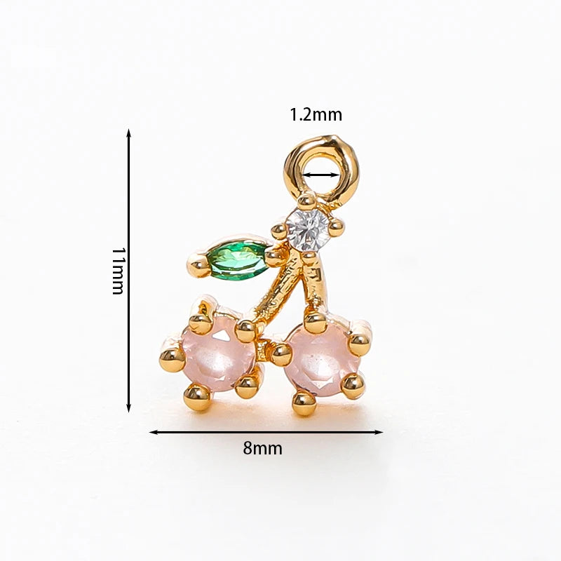 2pcs Strawberry Charms 18K Gold Plated Fruit Pendants Brass