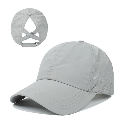 Stijlvolle Zomer Effen Kleur Baseball Caps voor Dames - Perfect voor Golf, Sport en Vrije Tijd met Handig Paardenstaartontwerp en Sneldrogend Gaas!